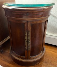 Solid Wood Round End Tables With Cabinet - 2 Total