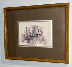 Decorative Metallic Framed Print - Chairs