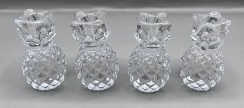 Glass Pineapples Mini Taper Candle Holders- Set Of 4