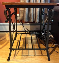 Wrought Iron Wooden End Table