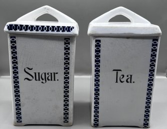 L&R Germany Ceramic Tea & Sugar Canisters - 2 Piece Lot