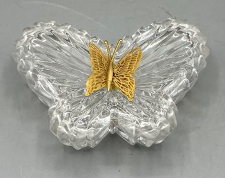 Cut Glass Butterfly Trinket Box