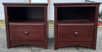 South Shore Furniture Wooden End Tables With Drawer - 2 Total