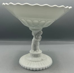 Vintage Atlas Atterbury Pedestal Milk Glass Bowls - 2 Total