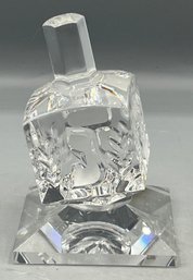 Alef Judaica Cut Crystal Dreidel With Crystal Stand - Made In Germany