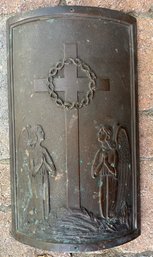 Antique Bronze Religious Fireback Plaque