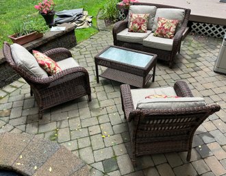 Outdoor Resin Wicker Patio Set - 4 Pieces Total With Cushions Included