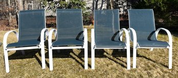 Outdoor Aluminum Mesh-back Chairs - 6 Total