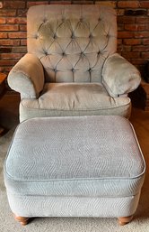 Ethan Allen Tufted Cushioned Arm Chair With Ottoman