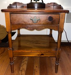 Solid Wood End Table With Shelf & Drawer