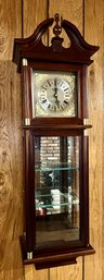West Minister Chime Battery Operated Quartz Wall Clock Wooden Display Case
