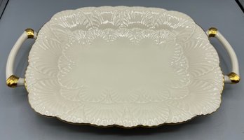 Lenox Porcelain Gold Trim Serving Platter With Handles