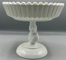 Vintage Milk Glass Victorian Bust Pedestal Bowl