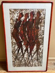 Original Artist Signed Fabric Art Framed