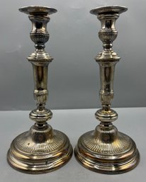 Sterling Silver 800 Candlestick Holders - 2 Total - 17.33OZT Each - Made In IRAN