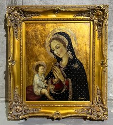 Original Artist Signed Oil On Canvas Framed - Madonna With Jesus