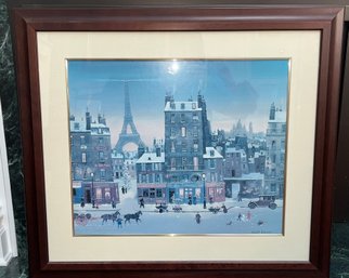Michael Delacroix Framed Lithograph With Certificate Of Authenticity - Hiver A Paris