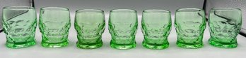 Emerald Green Thumbprint Pattern Glassware Set - 8 Total