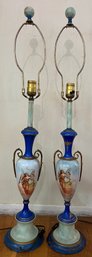 Vintage Berger Hand Painted Ceramic Table Lamps - 2 Total