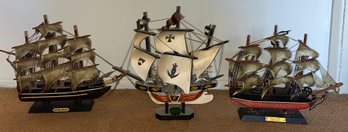 Wooden Sailboat Figurines - 5 Total