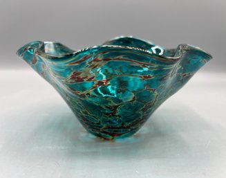 Glass Eye Studio Hand Blown Glass Ruffle Bowl