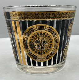 Mid Century Ice Bucket  Gold Detailed Glass