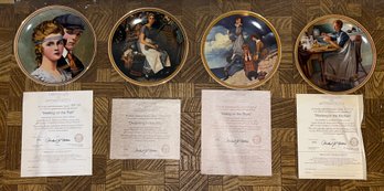 Edwin Knowles - Norman Rockwell Fine China Collector Plates - 4 Total - COA Included