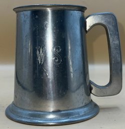 Vintage Leonard Eales Of Sheffield Pewter Tankard Mug, Glass Bottom, Engraved  'WS' ' Class Of '76 '