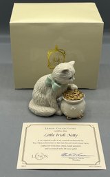 Lenox Twelve Months Of Kitties Sculpture Collection Ivory Fine China Figurine - Little Irish Kitty - With Box