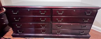 Cherry Wood Glass Top 4 Drawer Filing Cabinet