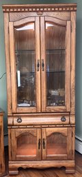 Solid Wood Lighted Display Cabinet With Storage