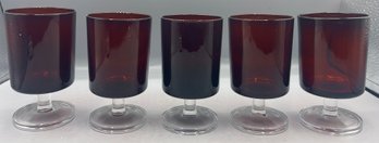 Luminarc Ruby Red Footed Cordial Glass Set - 5 Total - Made In France