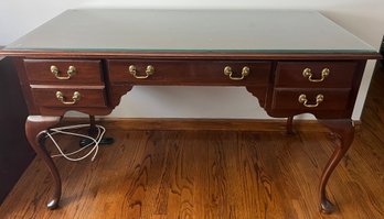 Ethan Allen Solid Wood 3-drawer Glass-top Desk