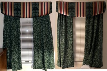 Custom Upholstered Window Treatments With Valences Included - 2 Sets Total