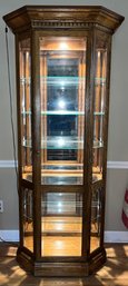 Solid Wood Lighted Mirrored Curio Cabinet