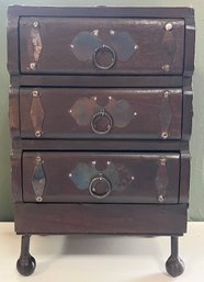 Vintage Wooden 3-drawer Chest With Metal Legs