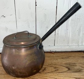 Vintage Copper Cauldron Pot With Handle