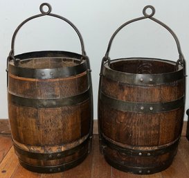 Solid Wood Barrel Buckets With Handles