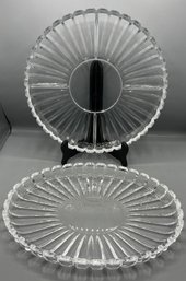 Cut Crystal Sectional Serving Platter & Tray Set - 2 Piece Lot