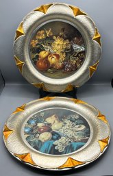 Decorative Fruit Pattern Wall Plates - 2 Total - Made In Italy