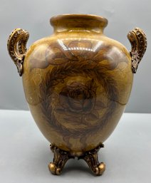 Decorative Floral Pattern Resin Amphora Style Vase
