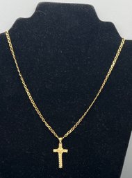 18K Gold Necklace With 14K Gold Holy Cross Pendant - 11.4 Grams Total