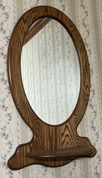 Wooden Framed Wall Mirror With Shelf