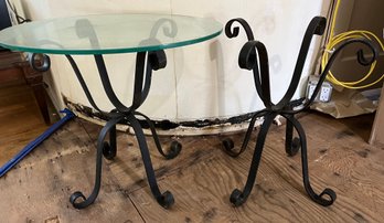 Wrought Iron Glass-top End Tables - 1 Glass-top Missing - 2 Tables Total