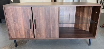 Wood Grain Style Composite TV Console With Storage