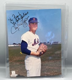 NY Mets Tug McGraw Autographed Cooperstown Collection 8 X 10 Photo