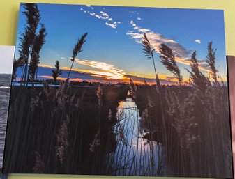 Natural Canal At Sunset With Sea Grass Professional Photograph On Stretched Canvas By Jacqueline Taffe