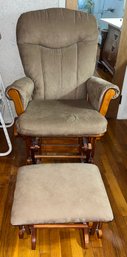 Shermag Solid Wood Cushioned Rocker With Footstool Rocker