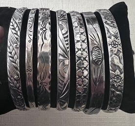 Sterling Silver And Copper Bangle Bracelet Lot Of 10 0.862 Ozt Total Weight