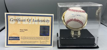 Tony Clark Signed MLB Baseball With Display Case - COA Included